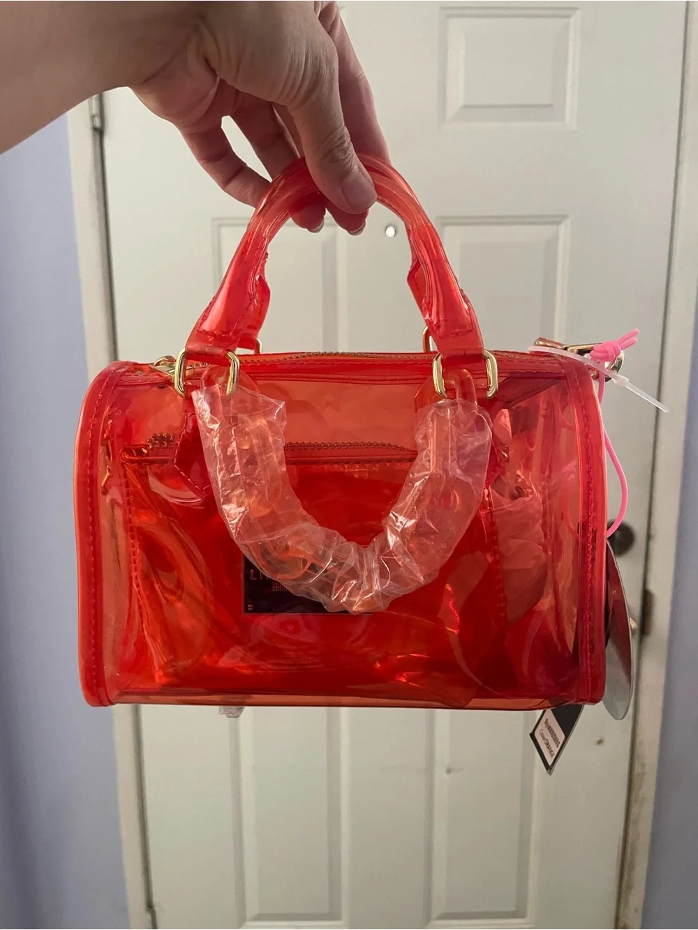 Orange Clear Mini Satchel Bag - Women